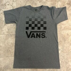 Vans Grey Tee with Black Checkered Design